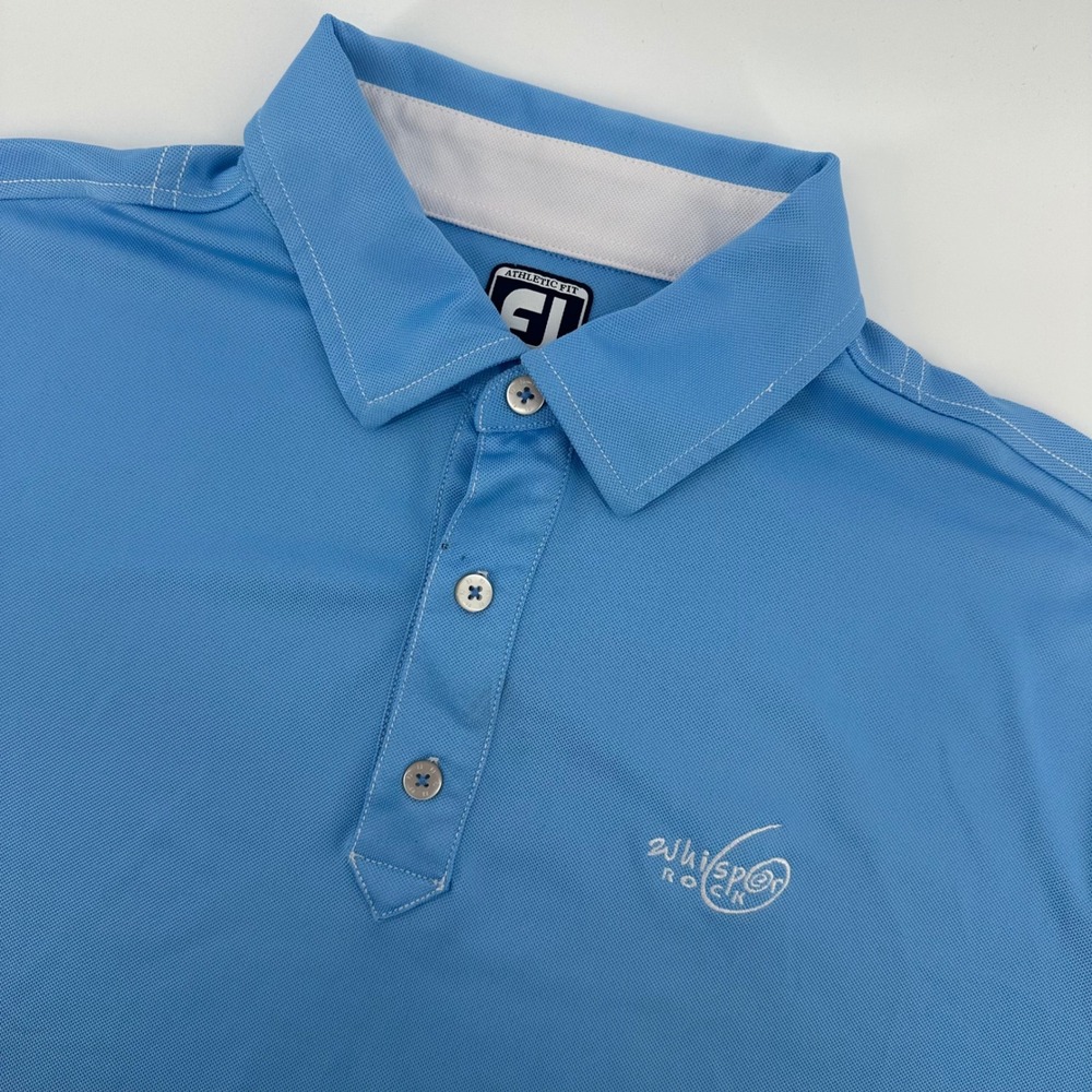 FootJoy Athletic Fit XL Golf Polo Shirt Blue‎ Whisper Rock Logo Menswear